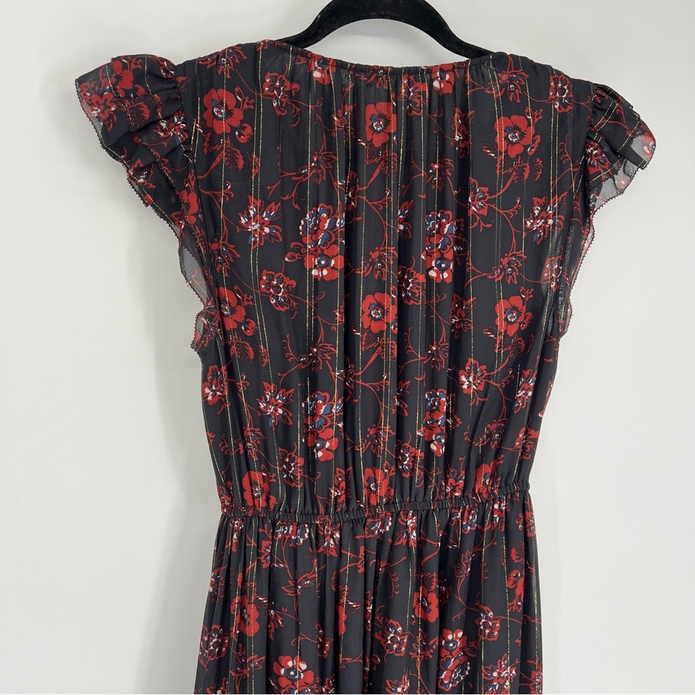 Ulla Johnson Ciel Silk Floral and Metallic Midi Dress Size 4 - Picture 10 of 12